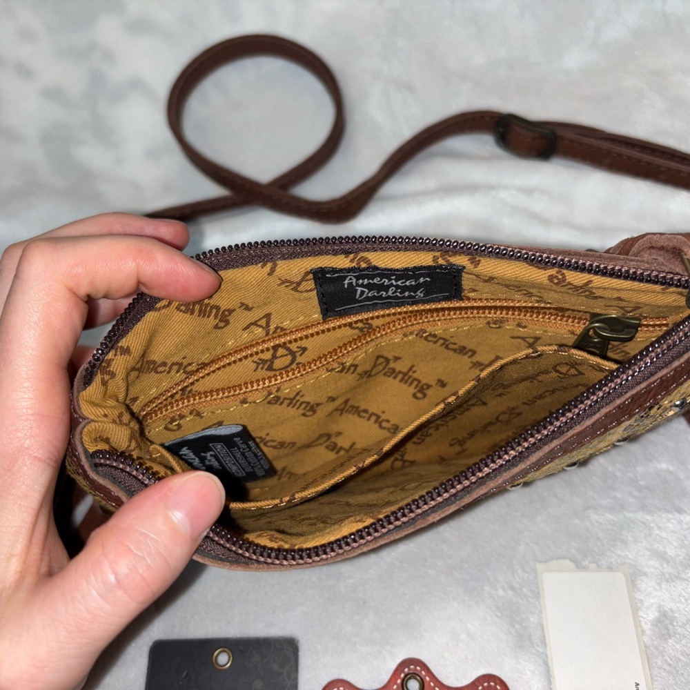 American Darling Brown and Gold Crossbody Bag - Picture 12 of 16